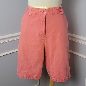 L.L.‎ BEAN Pink Salmon Cotton Blend Flat Front Bermuda Preppy Chino Style Shorts